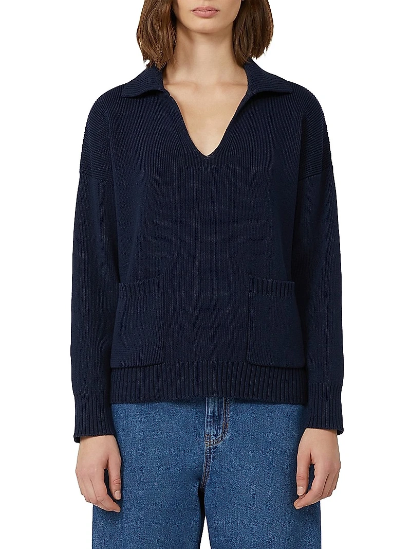 Cotton Yarn Polo Sweater