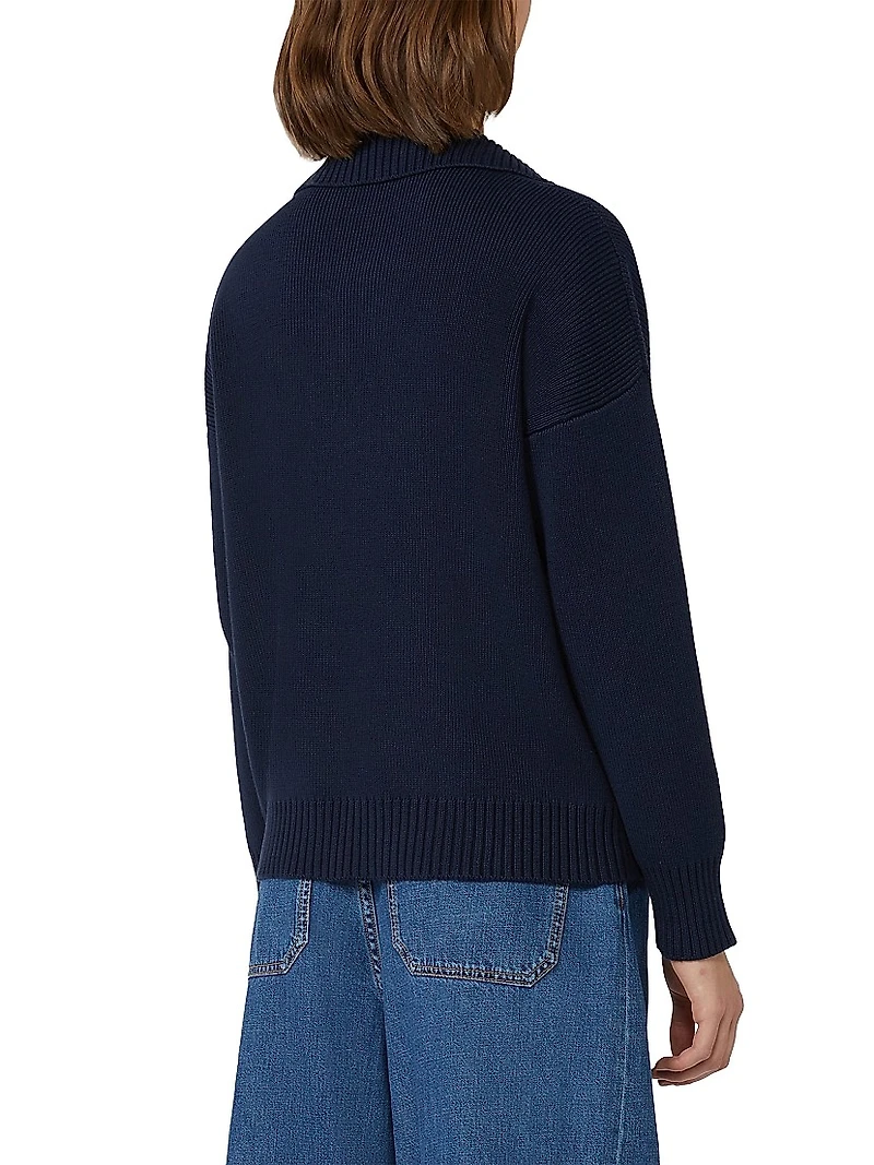 Cotton Yarn Polo Sweater