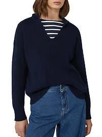 Cotton Yarn Polo Sweater