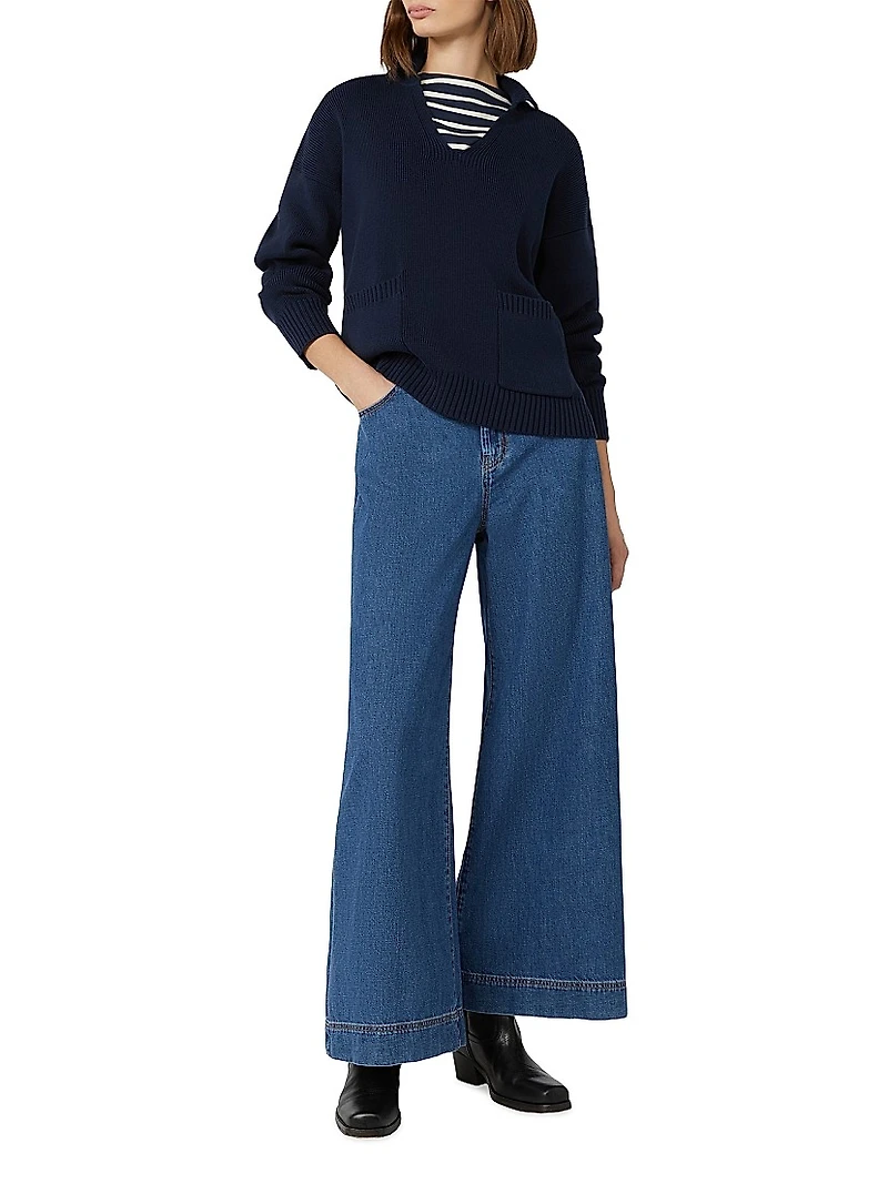 Cotton Yarn Polo Sweater