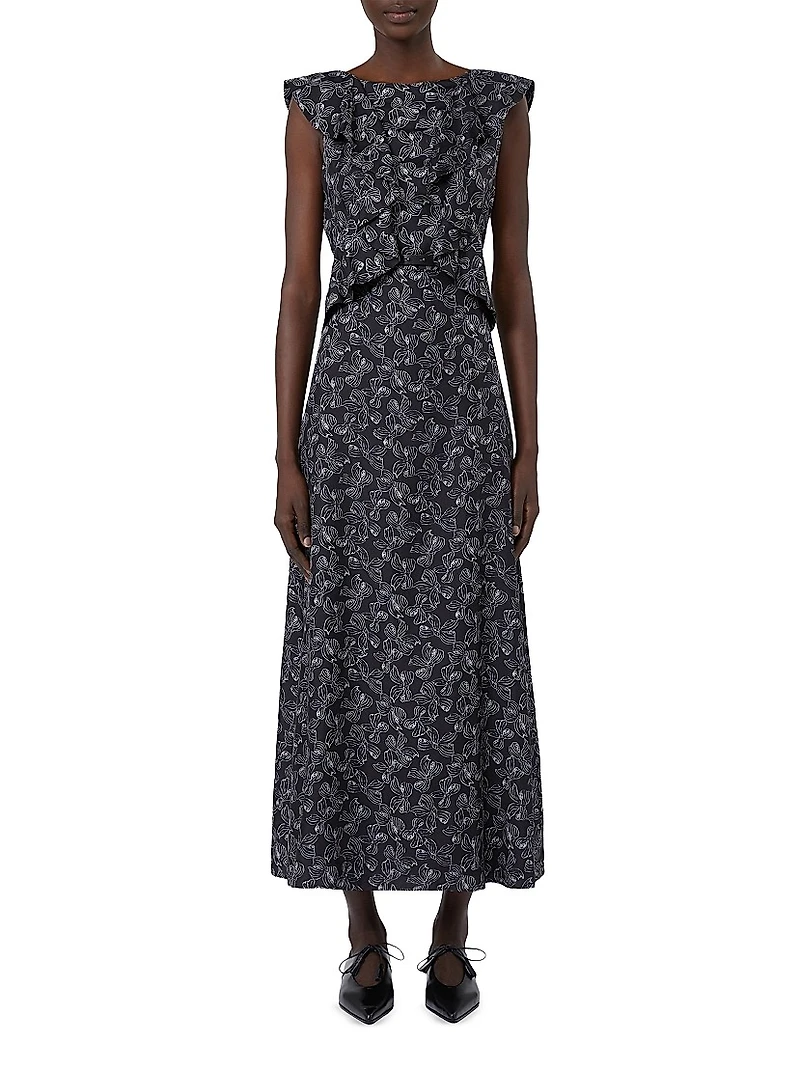 Long Printed Silk Dress