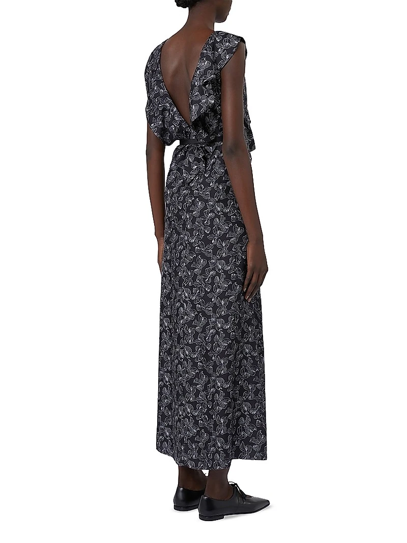 Long Printed Silk Dress