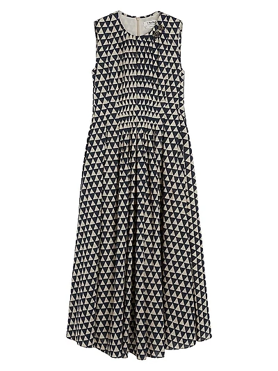 Printed Voile Midi Dress