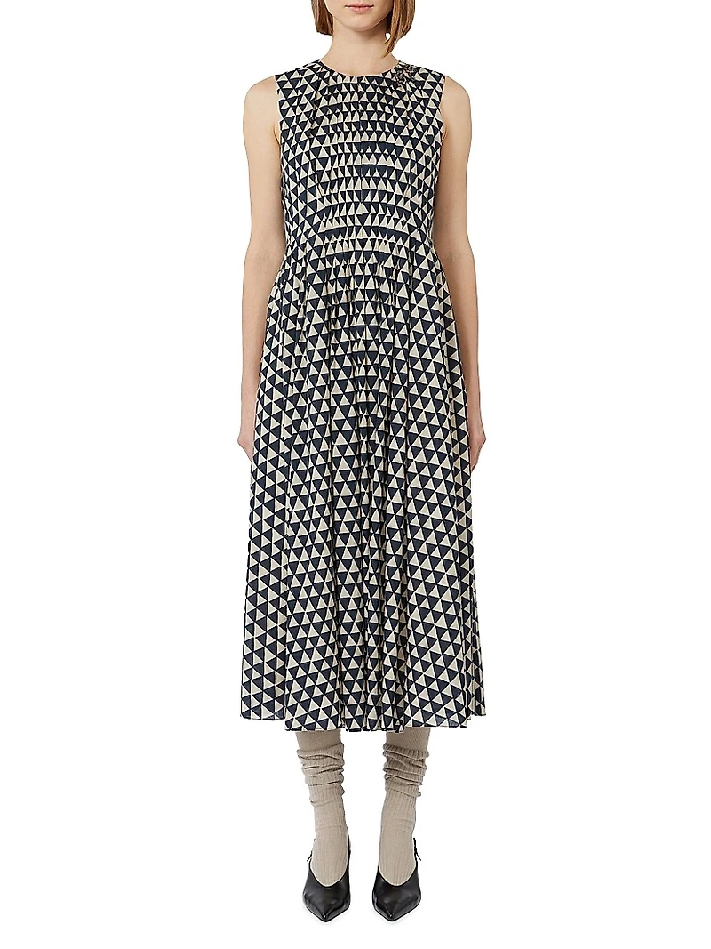 Printed Voile Midi Dress