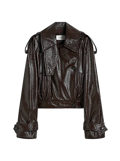 Short Trench Coat with Patent Leather Effect Runway