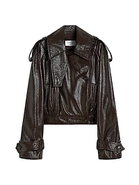 Short Trench Coat with Patent Leather Effect Runway