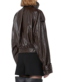 Short Trench Coat with Patent Leather Effect Runway