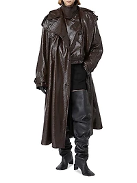 Short Trench Coat with Patent Leather Effect Runway