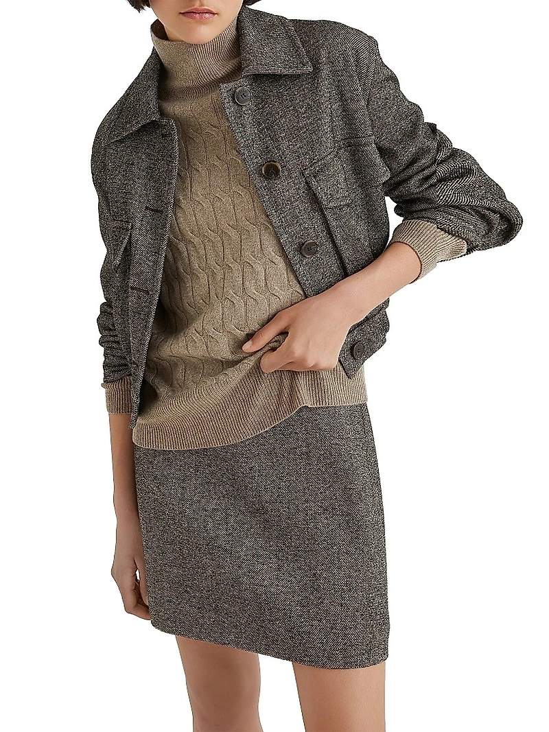 Wool and Cashmere Mock Polo Neck Sweater