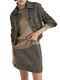Wool and Cashmere Mock Polo Neck Sweater