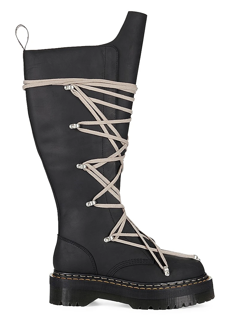 Dr. Martens x Rick Owens 1B60 Quad-Sole Pentalace Leather Knee-High Boots