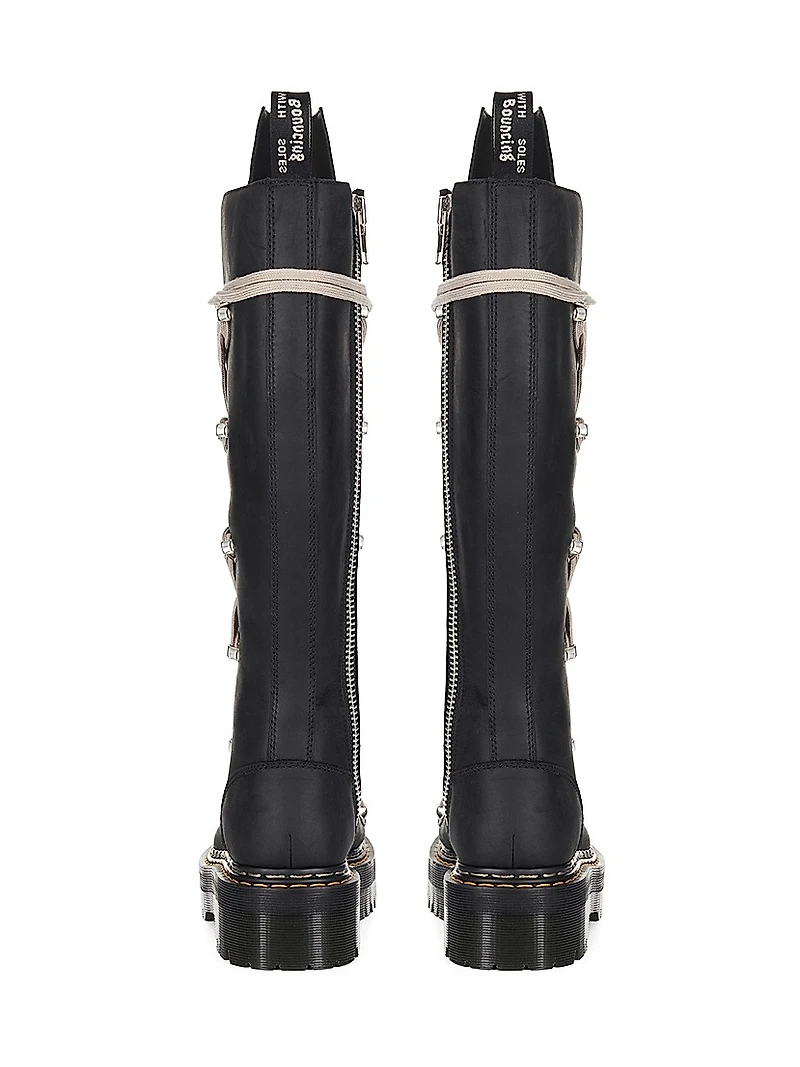 Dr. Martens x Rick Owens 1B60 Quad-Sole Pentalace Leather Knee-High Boots