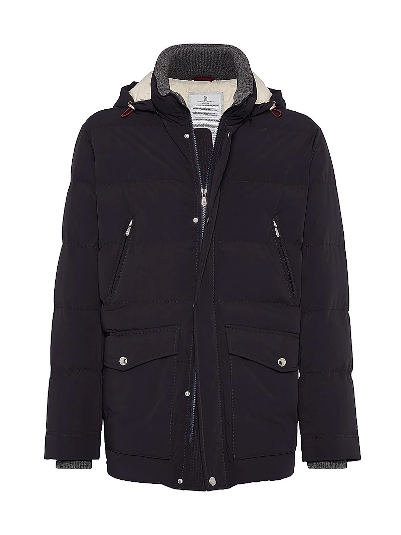 Bonded Taffeta Down Jacket with Detachable Hood