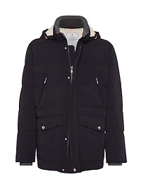 Bonded Taffeta Down Jacket with Detachable Hood