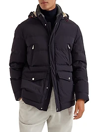 Bonded Taffeta Down Jacket with Detachable Hood