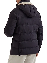 Bonded Taffeta Down Jacket with Detachable Hood