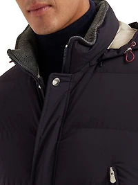 Bonded Taffeta Down Jacket with Detachable Hood