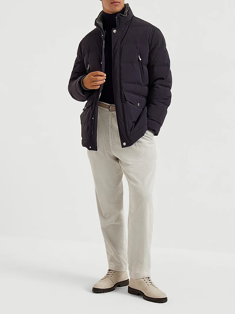 Bonded Taffeta Down Jacket with Detachable Hood