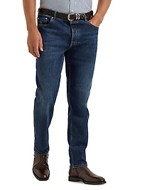 Comfort Cotton Denim Traditional Fit Five Pocket Jeans