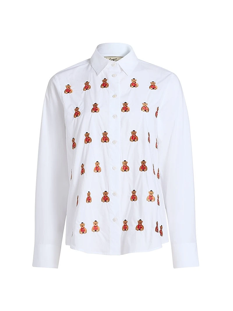Bowery Bear Embroidered Poplin Shirt