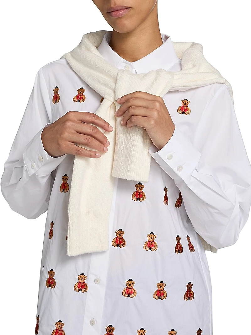 Bowery Bear Embroidered Poplin Shirt