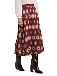 Williams Pleated Faille Midi-Skirt