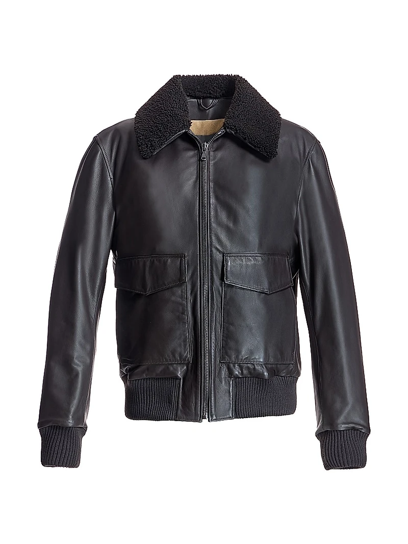 Leather Aviator Bomber Jacket