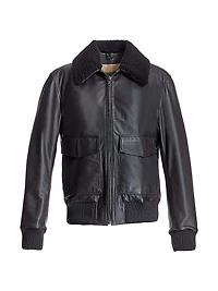 Leather Aviator Bomber Jacket