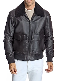 Leather Aviator Bomber Jacket