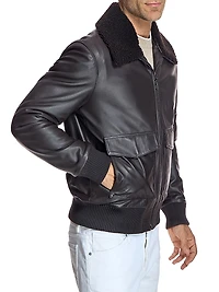 Leather Aviator Bomber Jacket