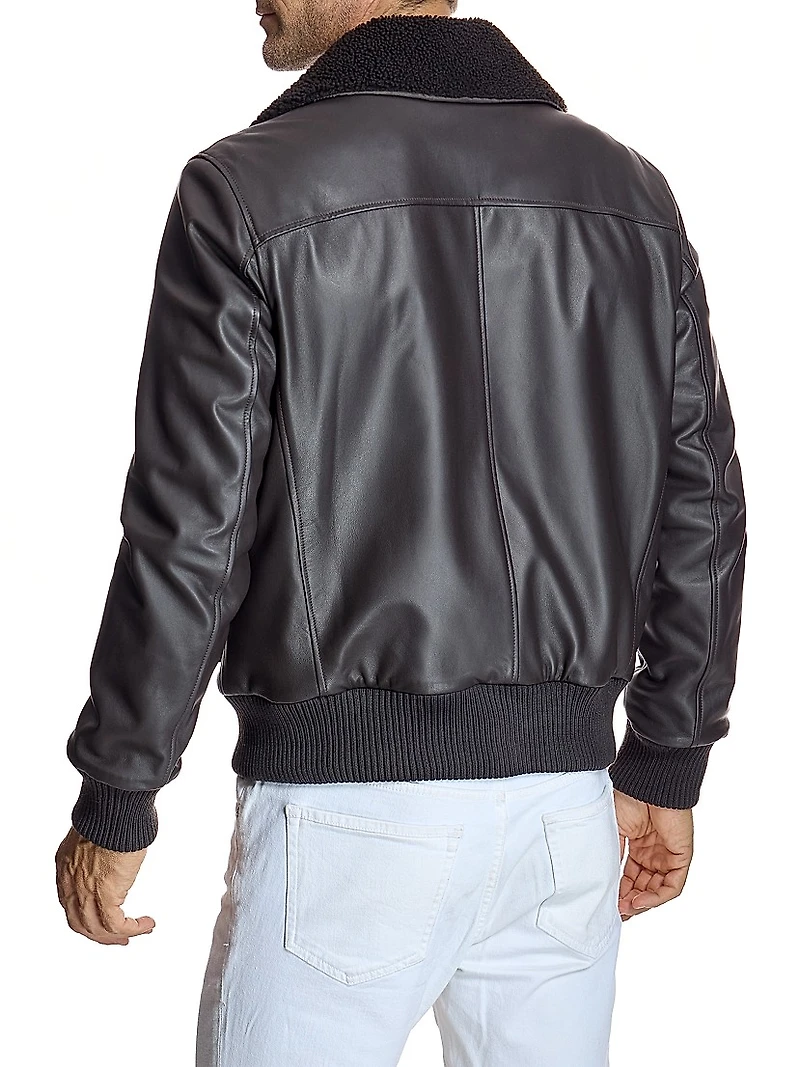 Leather Aviator Bomber Jacket