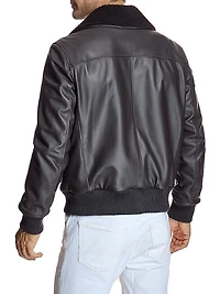 Leather Aviator Bomber Jacket
