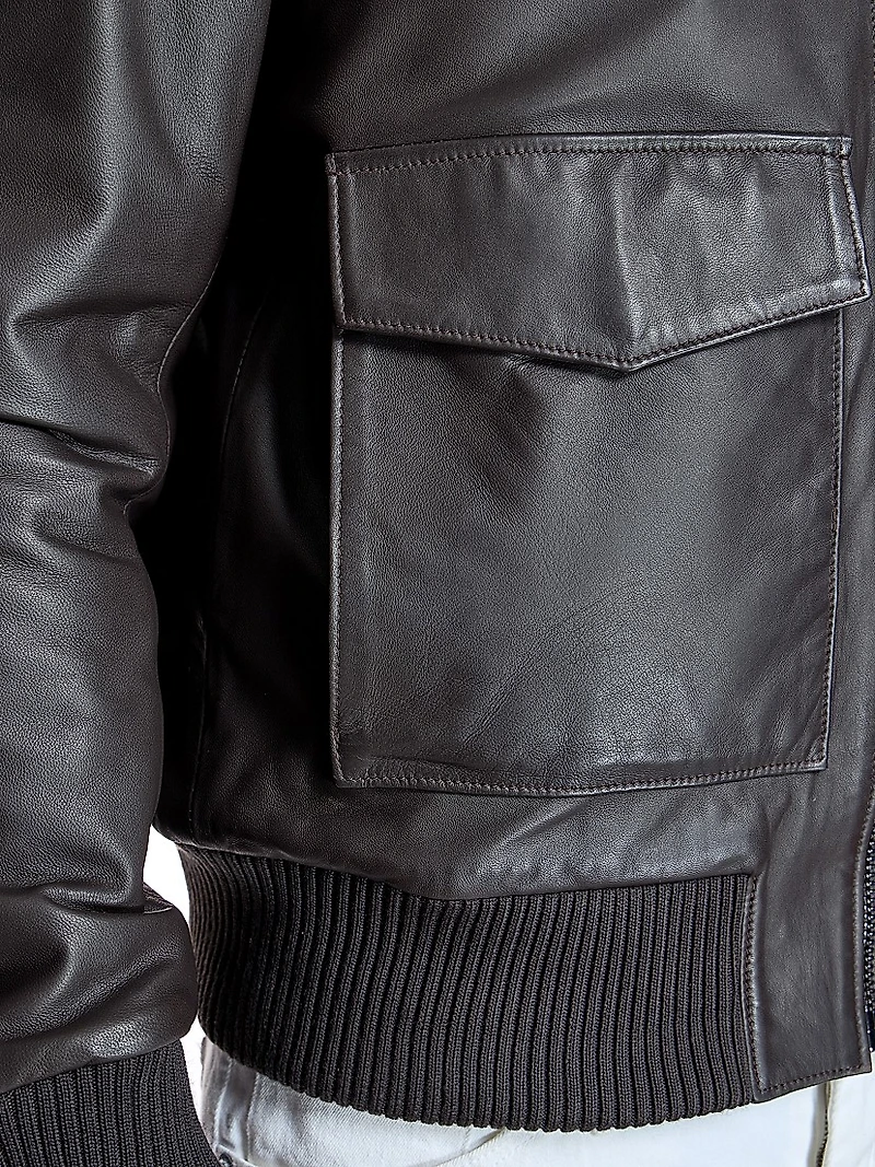 Leather Aviator Bomber Jacket