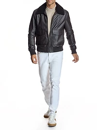 Leather Aviator Bomber Jacket