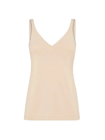 Stretch Cotton Jersey Top with Shiny Straps