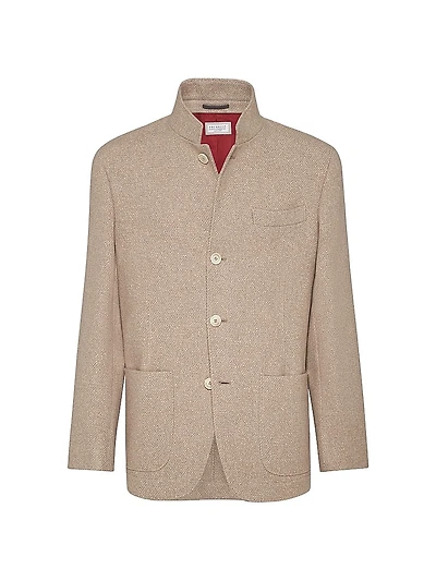 Techno Cashmere and Wool Chiné Diagonal Outerwear Blazer