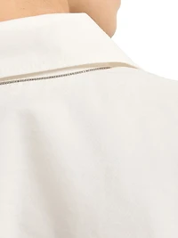 Techno Cotton Texture Twill Belted Mini Shirt Dress with Monili