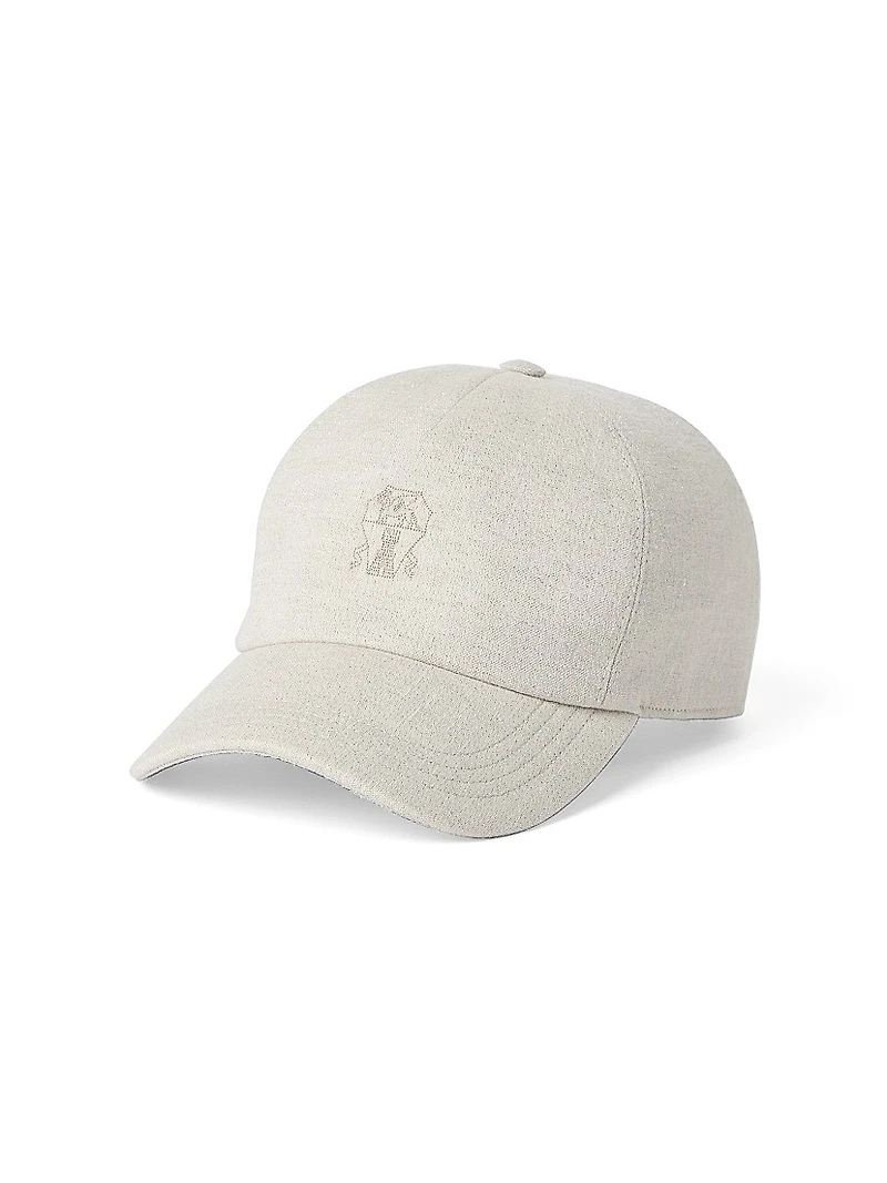 Linen Sparkling Canvas Baseball Hat with Embroidered Logo