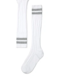 Cotton Rib Knit Socks with Stripes