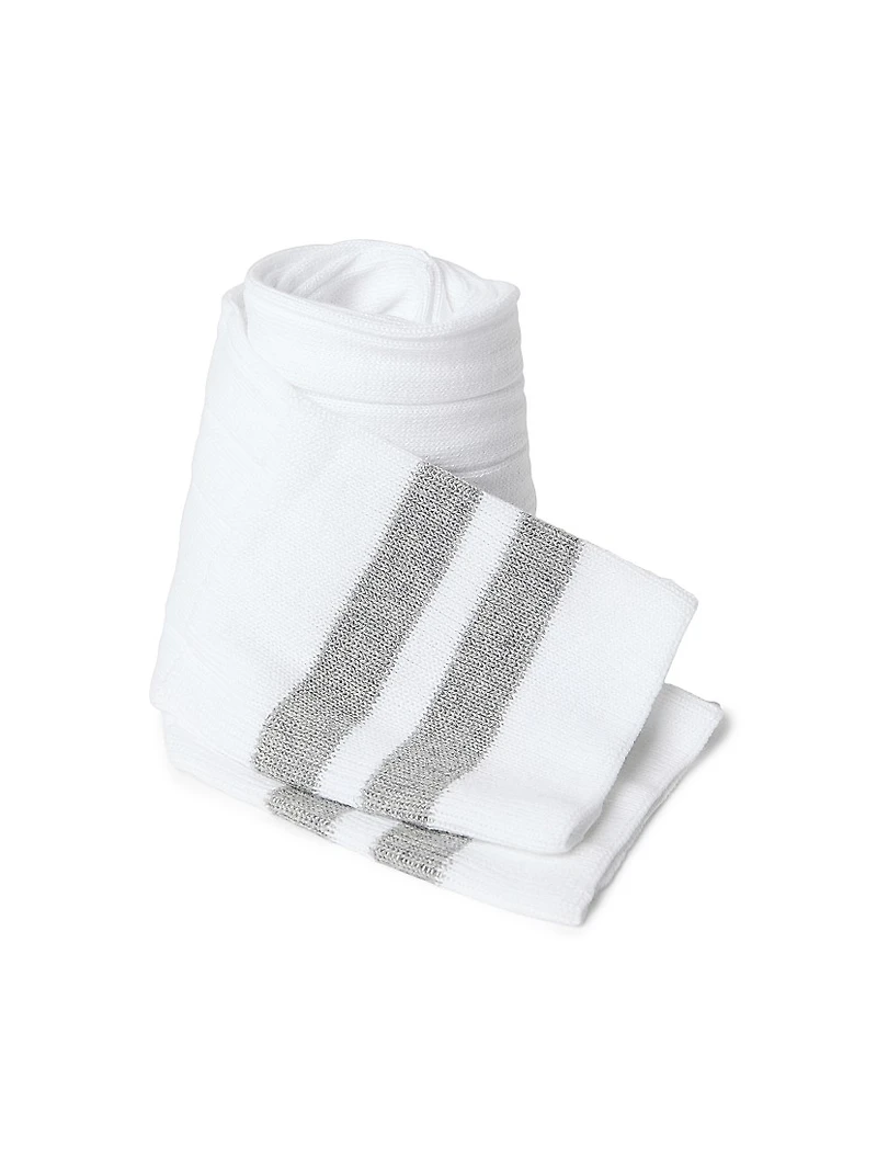 Cotton Rib Knit Socks with Stripes