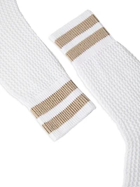 Cotton Waffle Stitch Knit Socks with Stripes