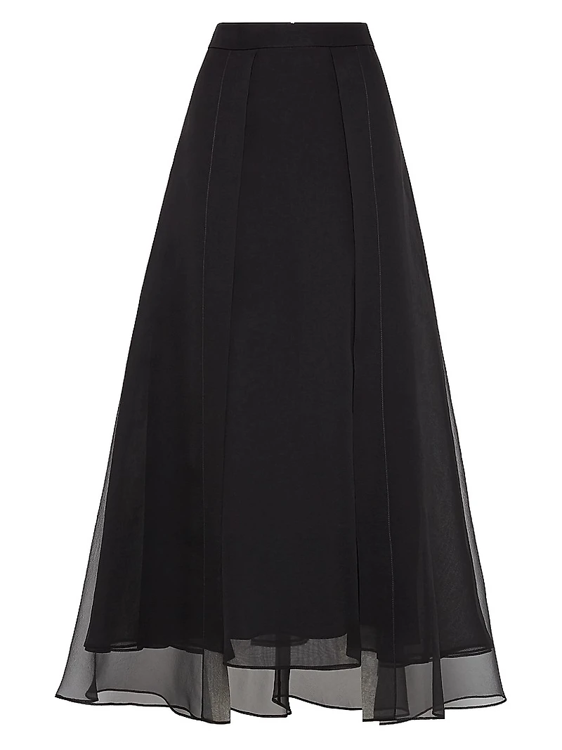 Crispy Silk Paneled Circle Skirt