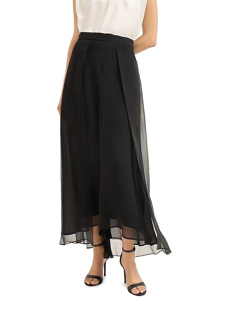 Crispy Silk Paneled Circle Skirt