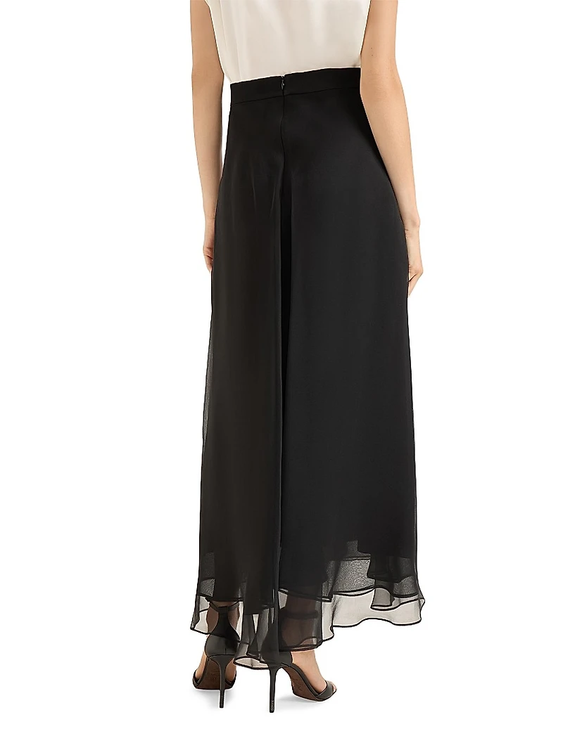 Crispy Silk Paneled Circle Skirt