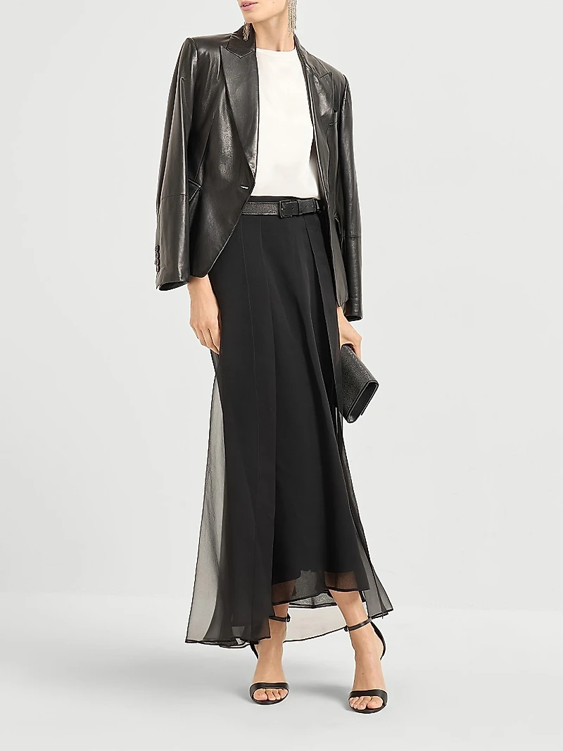 Crispy Silk Paneled Circle Skirt