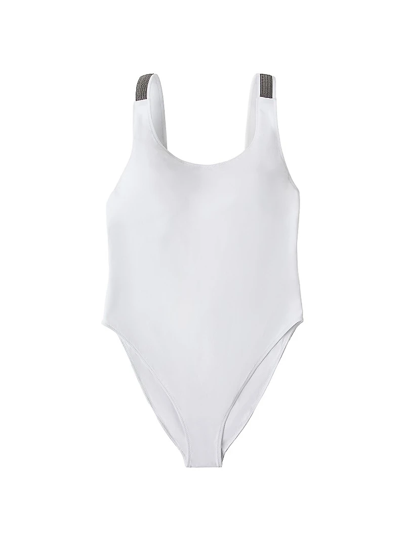 Techno Jersey Bathing Suit with Precious Details