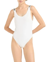 Techno Jersey Bathing Suit with Precious Details
