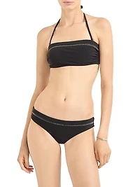 Techno Jersey Bandeau Bikini Top with Monili