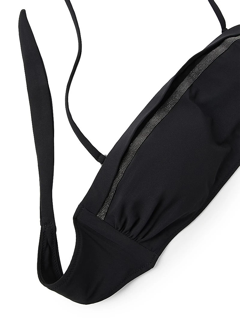 Techno Jersey Bandeau Bikini Top with Monili