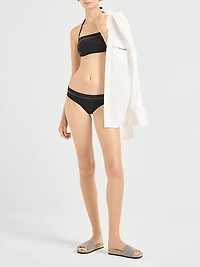 Techno Jersey Bandeau Bikini Top with Monili